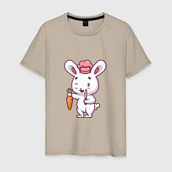 Футболка хлопковая мужская Кролик повар, цвет: миндальный
