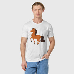 Футболка хлопковая мужская Конь, цвет: белый — фото 2