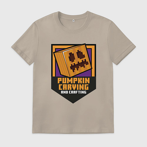 Мужская футболка Тыквенная голова - Minecraft / Миндальный – фото 1