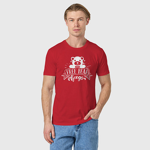 Мужская футболка Бесплатные медвежьи объятия / Красный – фото 3
