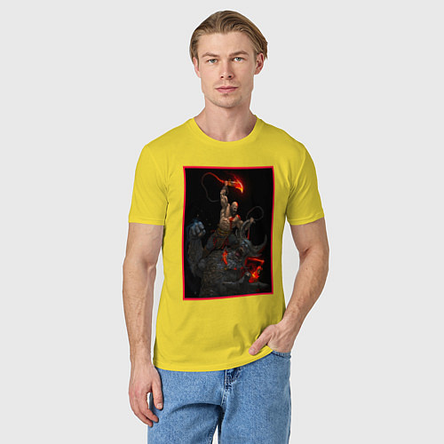 Мужская футболка God of War - Кратос против балрога / Желтый – фото 3