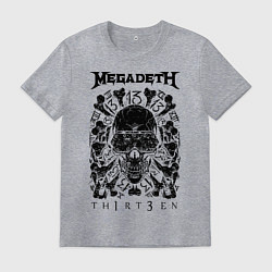 Футболка хлопковая мужская Megadeth Thirteen, цвет: меланж