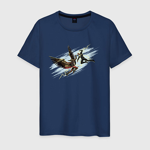 Мужская футболка Схватка Адама и Человека Ястреба / Тёмно-синий – фото 1