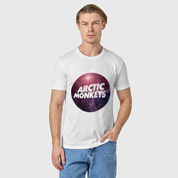 Футболка хлопковая мужская Arctic Monkeys: space, цвет: белый — фото 2