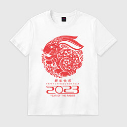 Футболка хлопковая мужская Year of the rabbit 2023, cappy chinese new year, цвет: белый