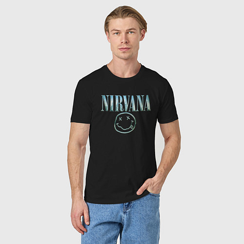 Мужская футболка Nirvana - смайлик / Черный – фото 3