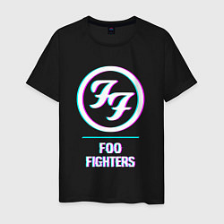 Футболка хлопковая мужская Foo Fighters glitch rock, цвет: черный