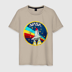 Футболка хлопковая мужская NASA - emblem - USA, цвет: миндальный