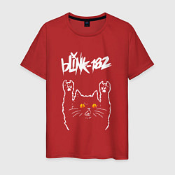 Футболка хлопковая мужская Blink 182 rock cat, цвет: красный