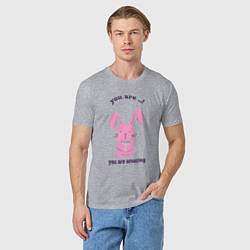Футболка хлопковая мужская Год розового кролика, цвет: меланж — фото 2