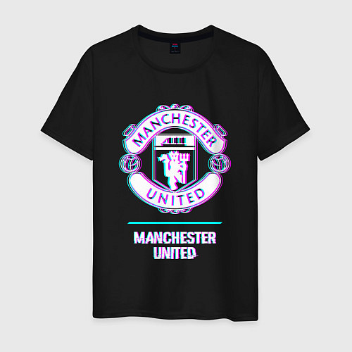 Мужская футболка Manchester United FC в стиле glitch / Черный – фото 1