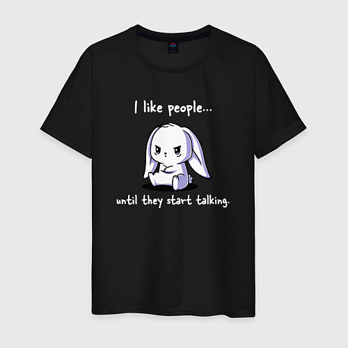 Мужская футболка I like people rabbit / Черный – фото 1