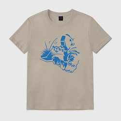 Футболка хлопковая мужская Силуэт сварщика, цвет: миндальный