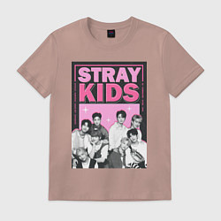Футболка хлопковая мужская Stray Kids boy band, цвет: пыльно-розовый