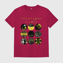 Футболка хлопковая мужская Twenty One Pilots коллаж, цвет: маджента