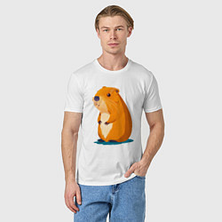 Футболка хлопковая мужская Капибара - рисунок, цвет: белый — фото 2