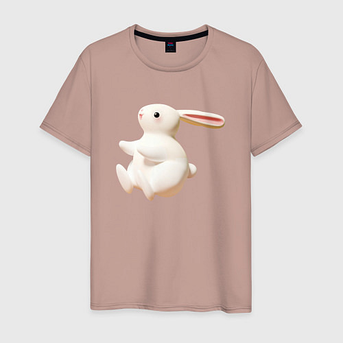 Мужская футболка Большой белый кролик / Пыльно-розовый – фото 1