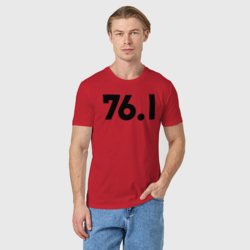 Мужская футболка Пауэр 76 1 черная надпись / Красный – фото 3