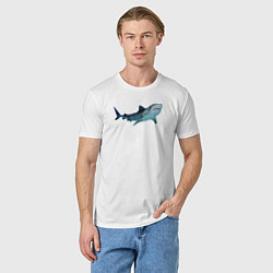Футболка хлопковая мужская Realistic shark, цвет: белый — фото 2