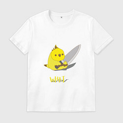 Футболка хлопковая мужская Chicken with a knife, цвет: белый