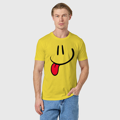Мужская футболка Смайлик - дразнится / Желтый – фото 3