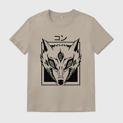 Футболка хлопковая мужская Демон Лисы, цвет: миндальный