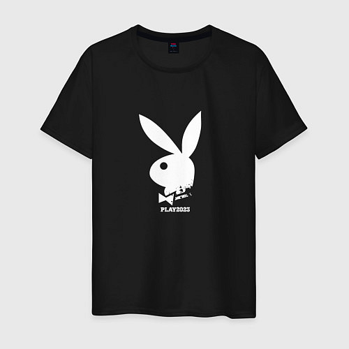Мужская футболка Черный кролик с надписью play2023 / Черный – фото 1