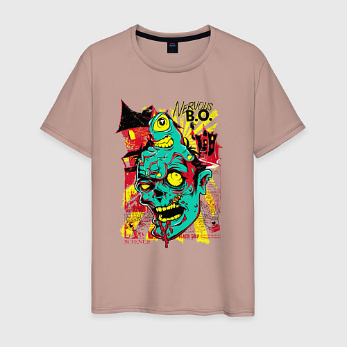 Мужская футболка Нервный зомби / Пыльно-розовый – фото 1