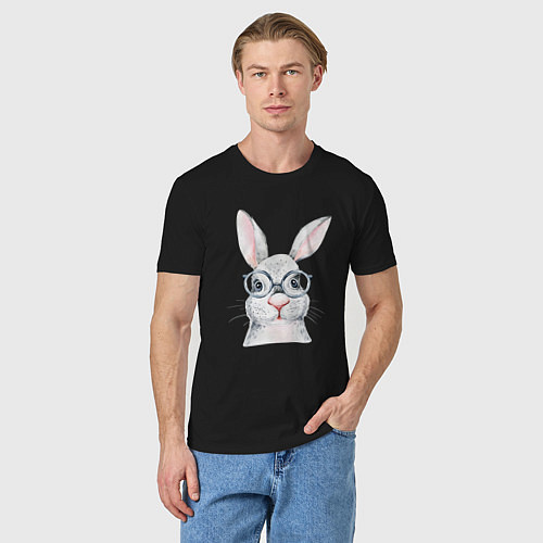 Мужская футболка Серый кролик / Черный – фото 3
