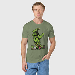 Футболка хлопковая мужская Zombie green hand, цвет: авокадо — фото 2