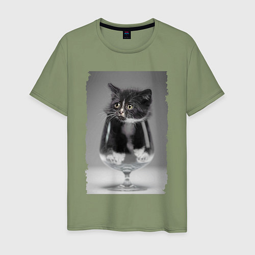 Мужская футболка Котёнок в бокале / Авокадо – фото 1