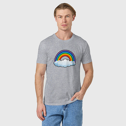 Мужская футболка Мультяшная радуга с облаками / Меланж – фото 3