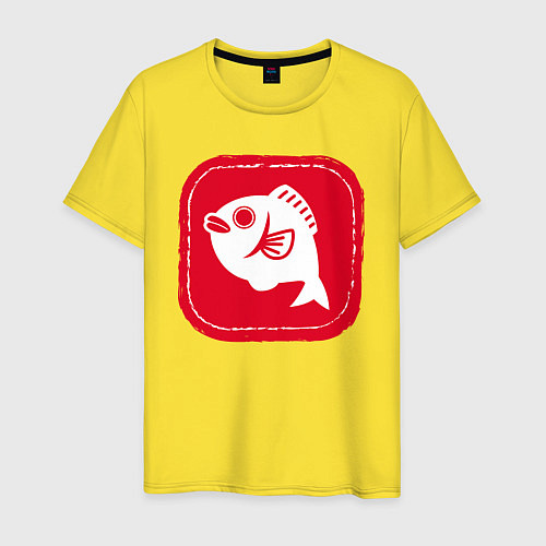 Мужская футболка Рыбная печать / Желтый – фото 1