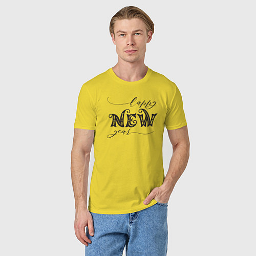 Мужская футболка 2023 Happy New Year / Желтый – фото 3