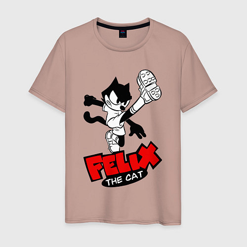 Мужская футболка Cat Felix - footballer / Пыльно-розовый – фото 1