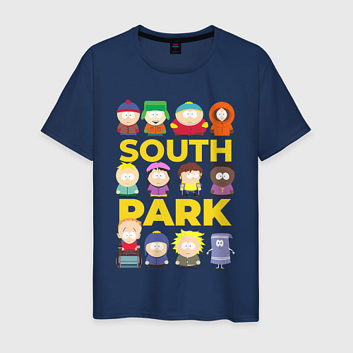 Мужская футболка Южный парк персонажи / Тёмно-синий – фото 1