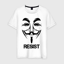 Футболка хлопковая мужская Guy Fawkes - resist, цвет: белый