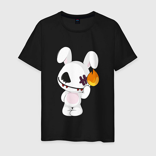 Мужская футболка Кролик с огоньком: символ и надпись / Черный – фото 1