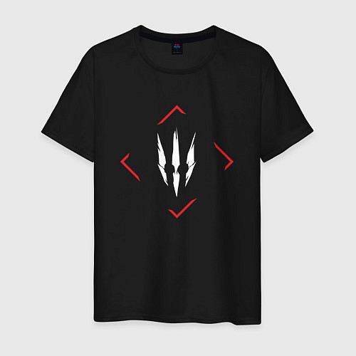 Мужская футболка Символ The Witcher в красном ромбе / Черный – фото 1