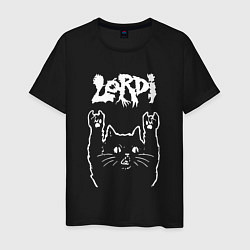 Футболка хлопковая мужская Lordi рок кот, цвет: черный