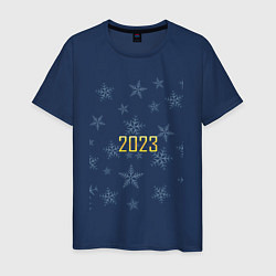 Футболка хлопковая мужская Снег 2023, цвет: тёмно-синий