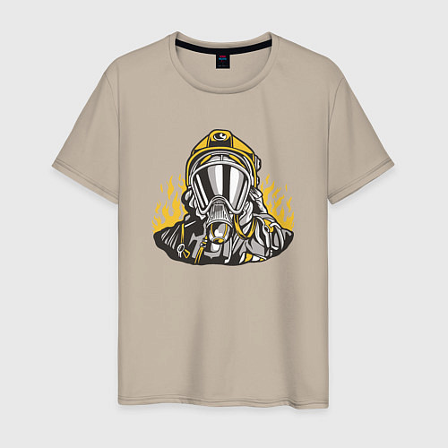 Мужская футболка Пожарный в маске / Миндальный – фото 1