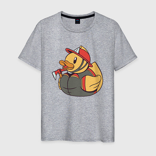 Мужская футболка Резиновая утка пожарный / Меланж – фото 1