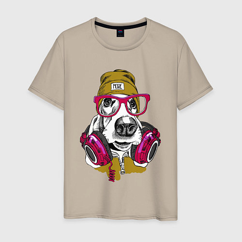 Мужская футболка Dj dog / Миндальный – фото 1