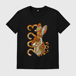 Футболка хлопковая мужская Русский заяц 2023, цвет: черный