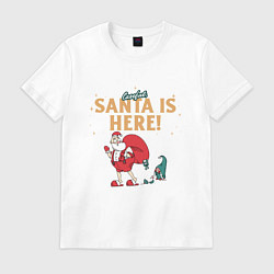 Футболка хлопковая мужская Careful Santa is here, цвет: белый