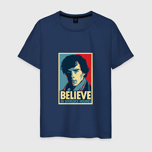 Мужская футболка Believe in Sherlock / Тёмно-синий – фото 1