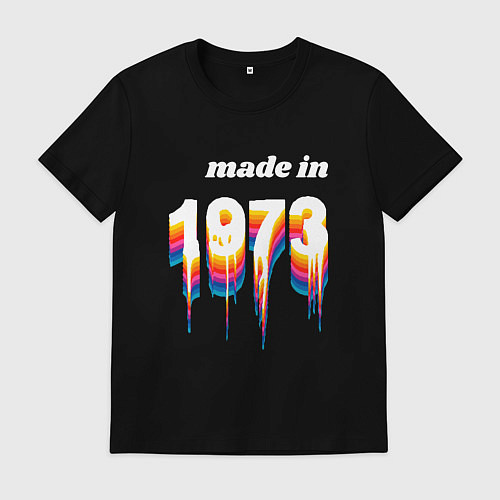 Мужская футболка Made in 1973 liquid art / Черный – фото 1