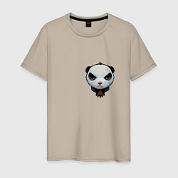 Футболка хлопковая мужская Хмурый панда, цвет: миндальный