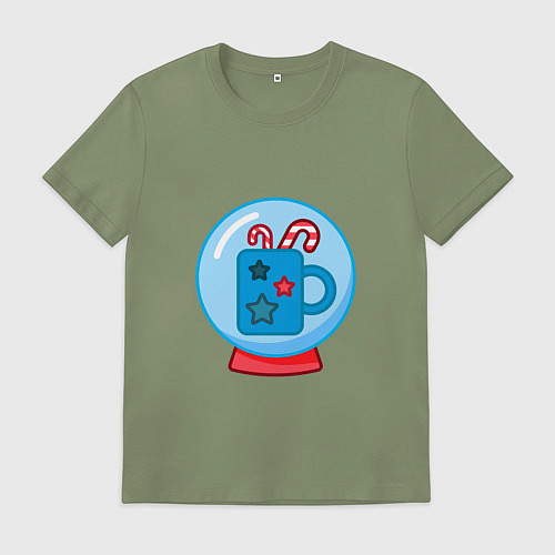 Мужская футболка Зимний сладкий горячий напиток, чашка и карамель / Авокадо – фото 1